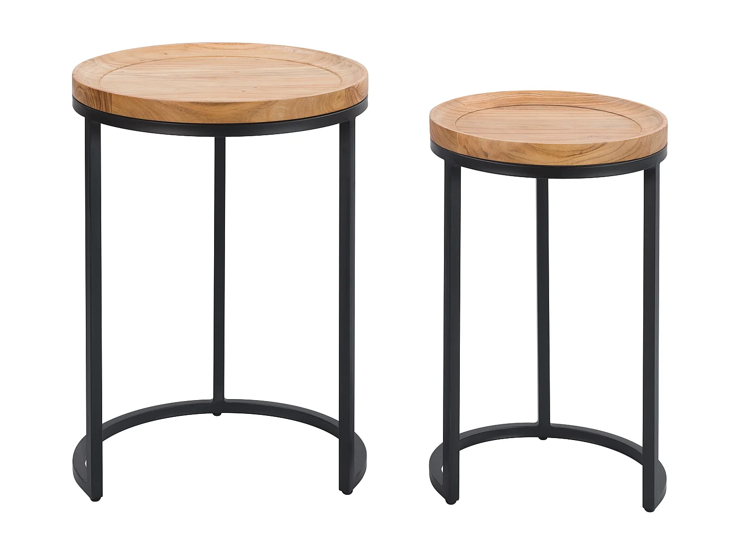 Table d'appoint ronde en bois et métal (lot de 2) - Yaca