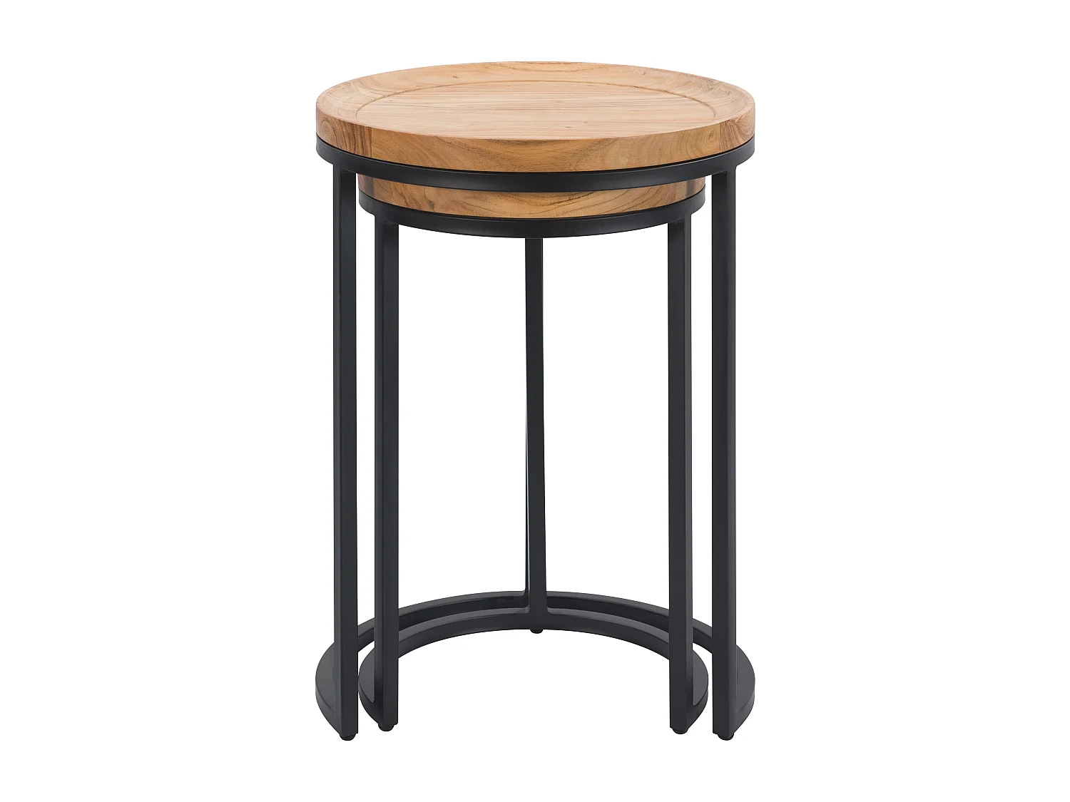 Table d'appoint ronde en bois et métal (lot de 2) - Yaca