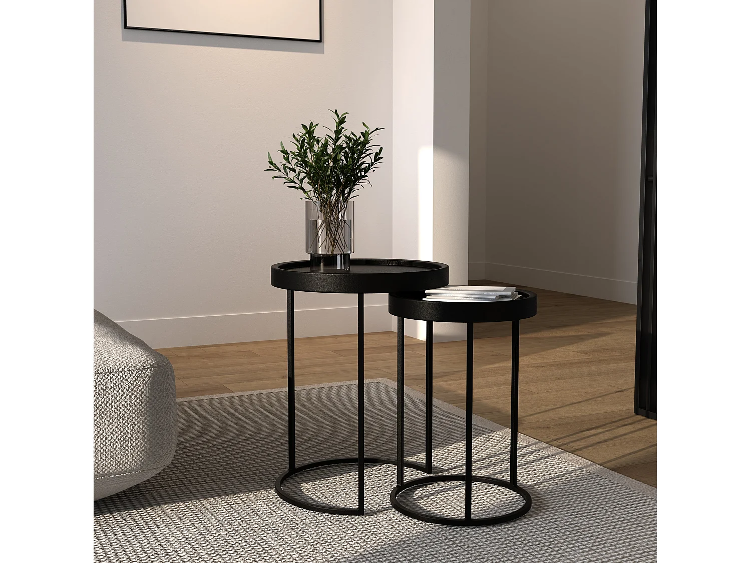 Tavolino in metallo nero (set di 2) - Swan