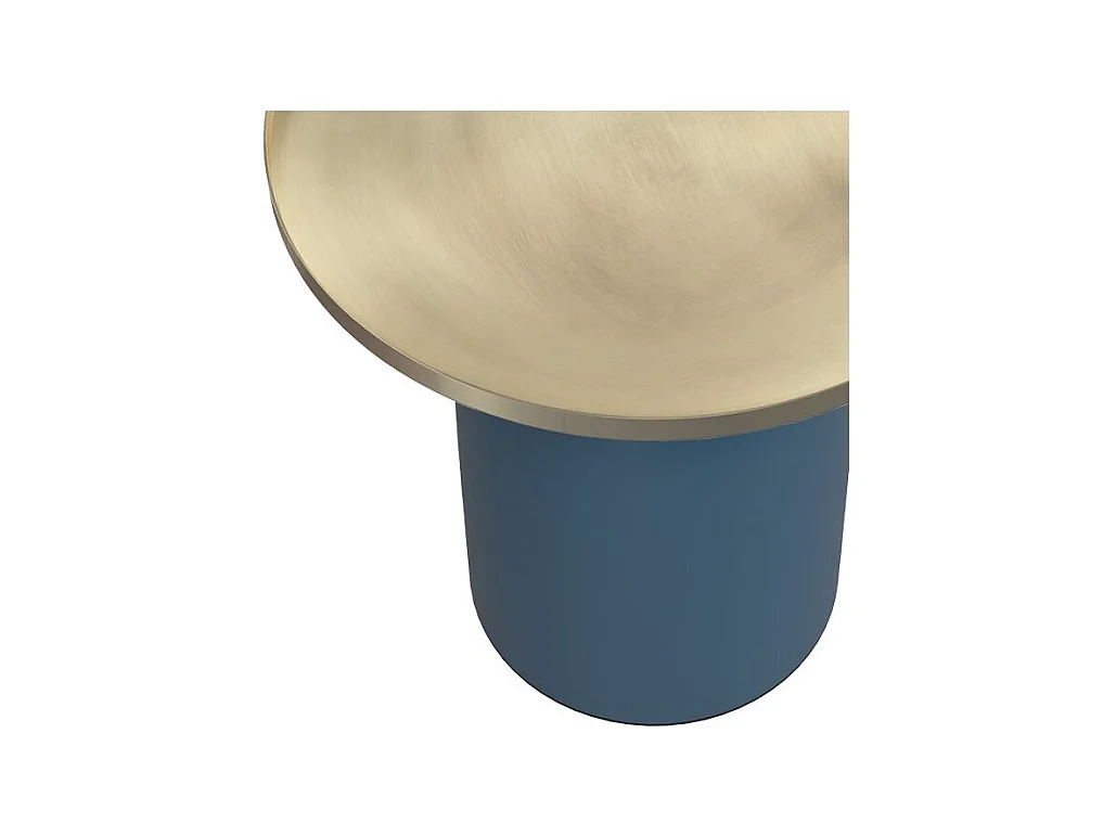 Mesa auxiliar redonda de metal azul y latón - Lyne