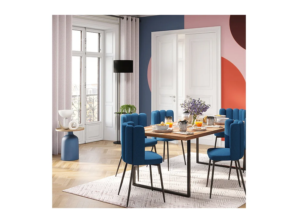 Mesa auxiliar redonda de metal azul y latón - Lyne