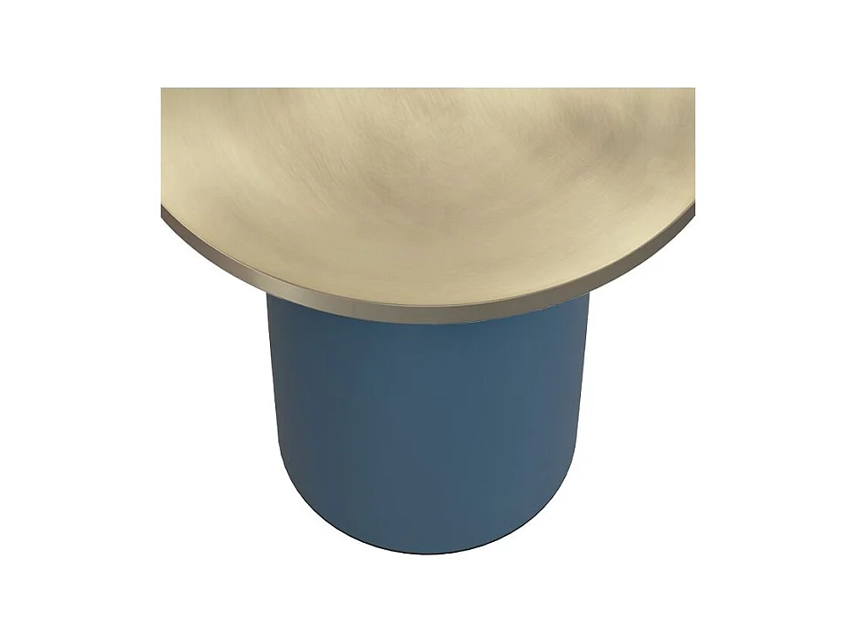 Mesa auxiliar redonda de metal azul y latón - Lyne