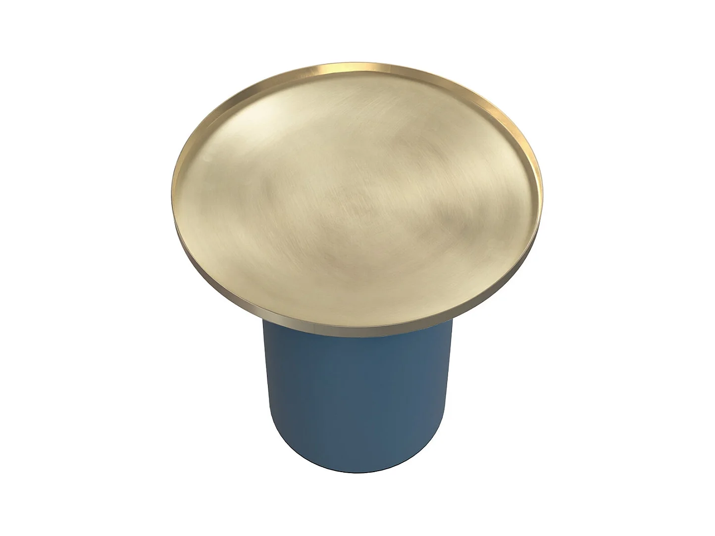 Mesa auxiliar redonda de metal azul y latón - Lyne
