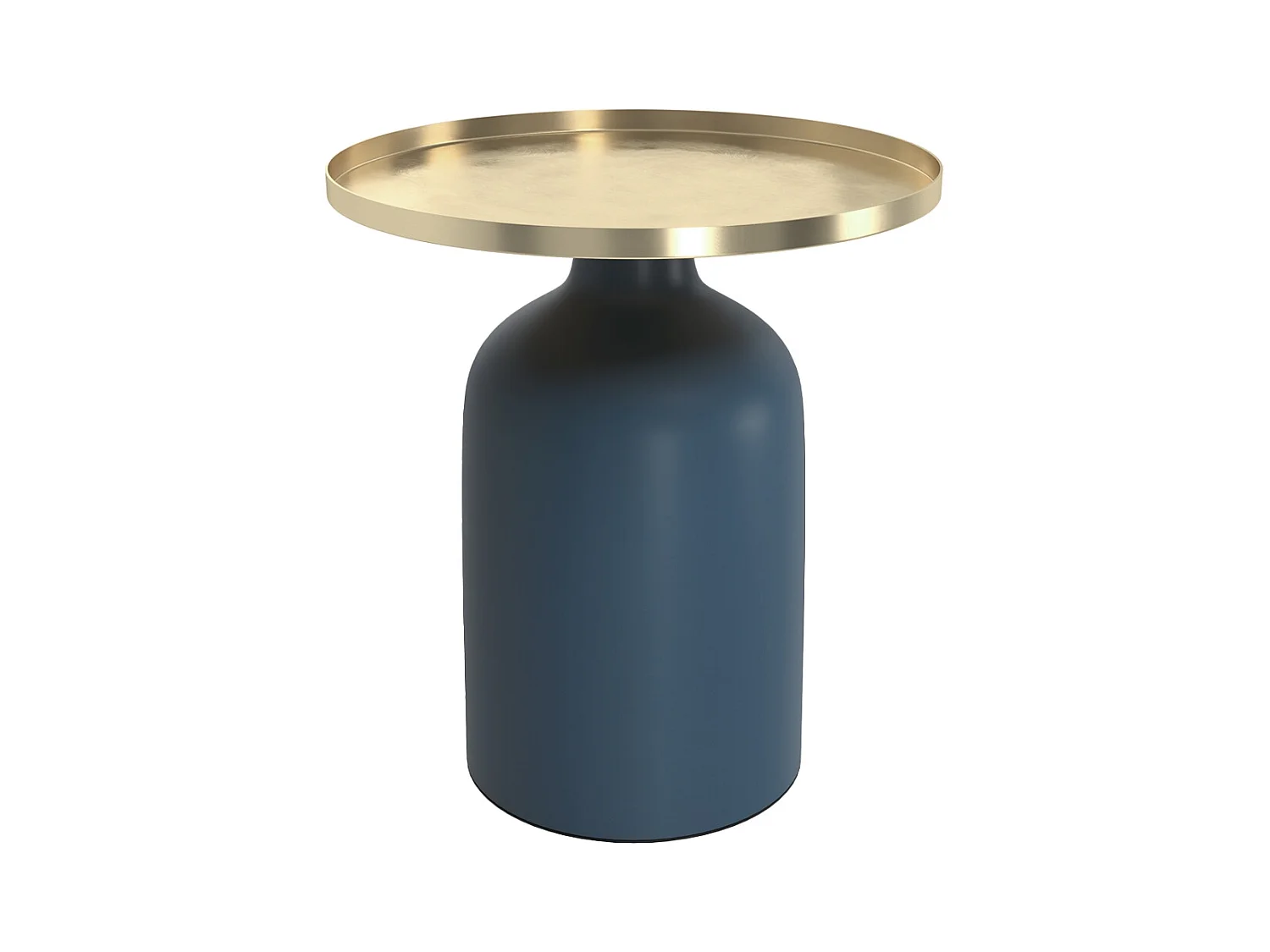 Table d'appoint ronde en métal bleu et laiton D45 cm - Lyne