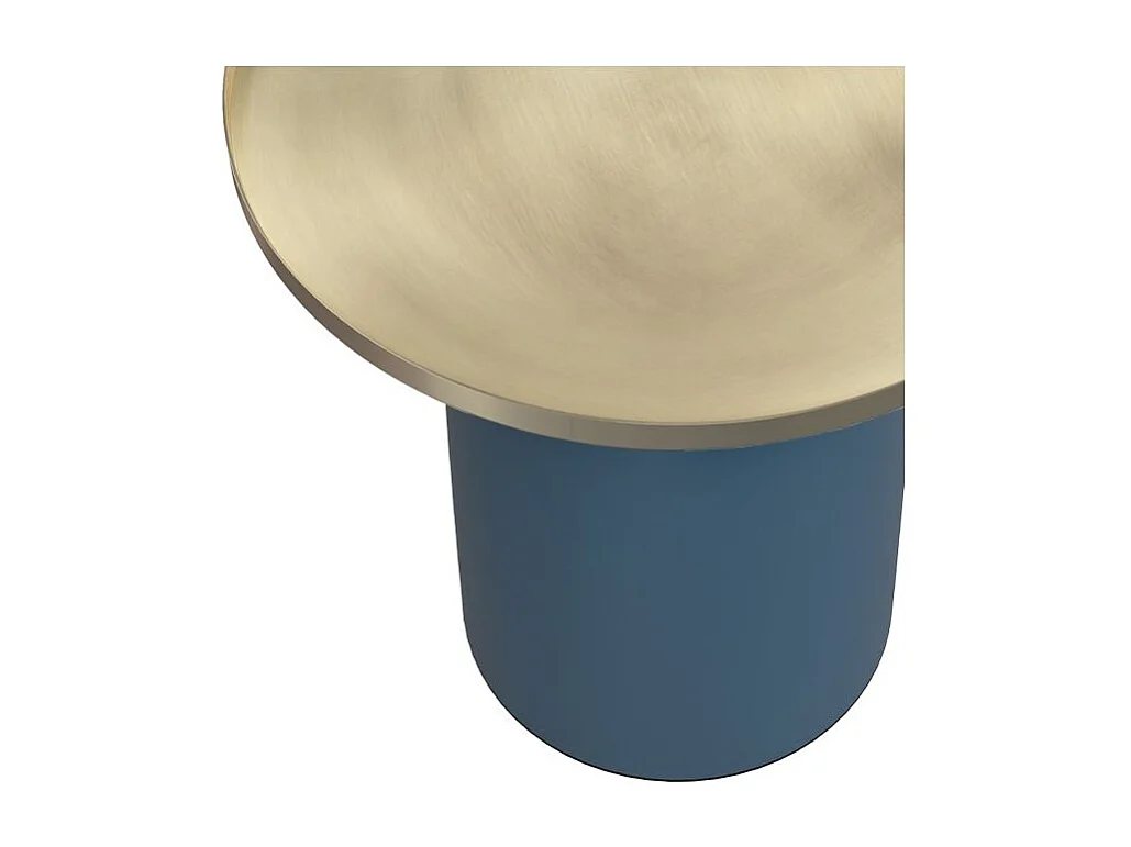 Tavolino rotondo in metallo blu e ottone - Lyne