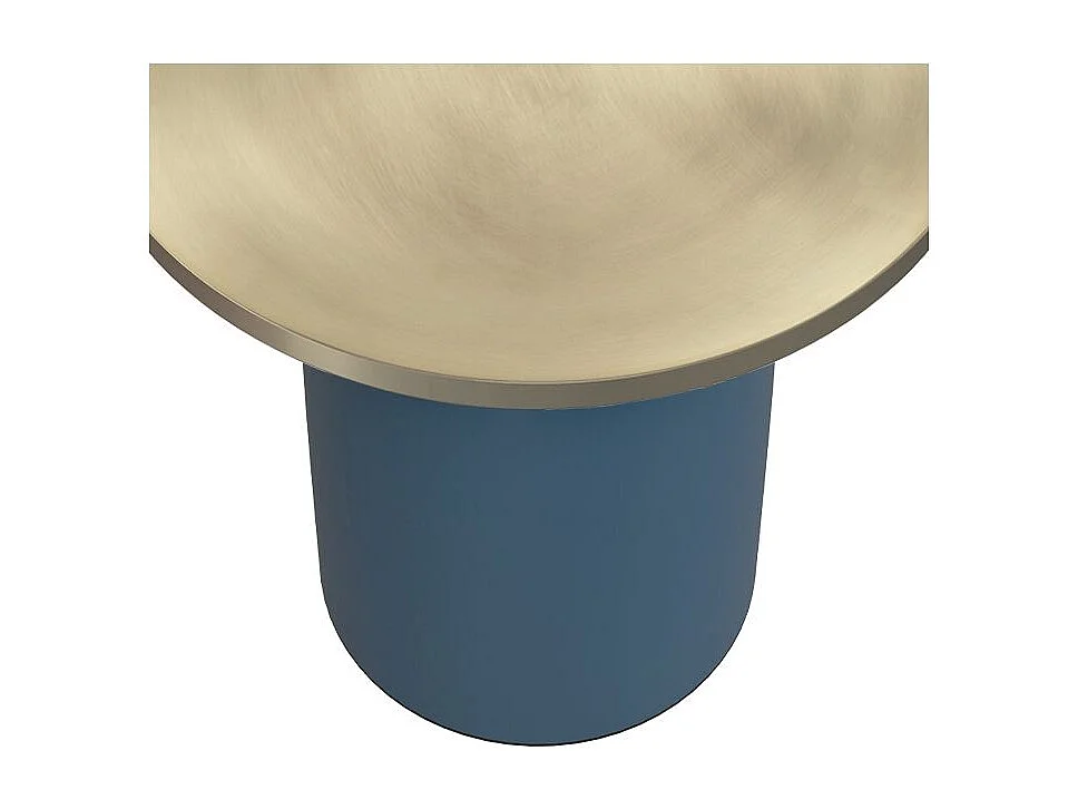 Tavolino rotondo in metallo blu e ottone - Lyne