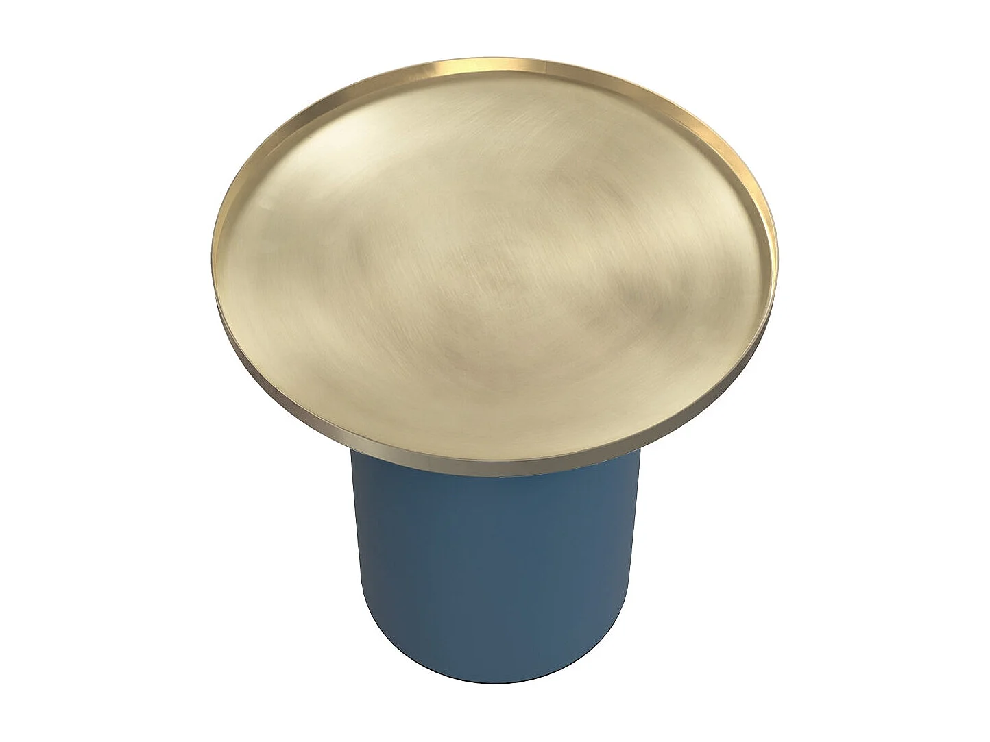 Tavolino rotondo in metallo blu e ottone - Lyne
