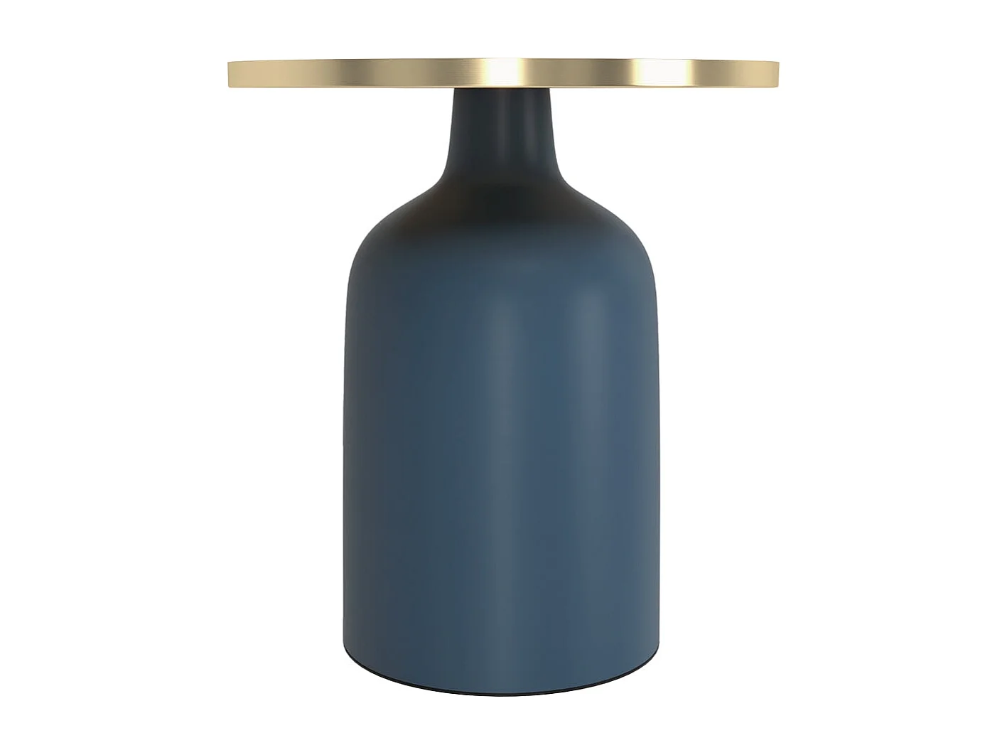 Table d'appoint ronde en métal bleu et laiton D45 cm - Lyne