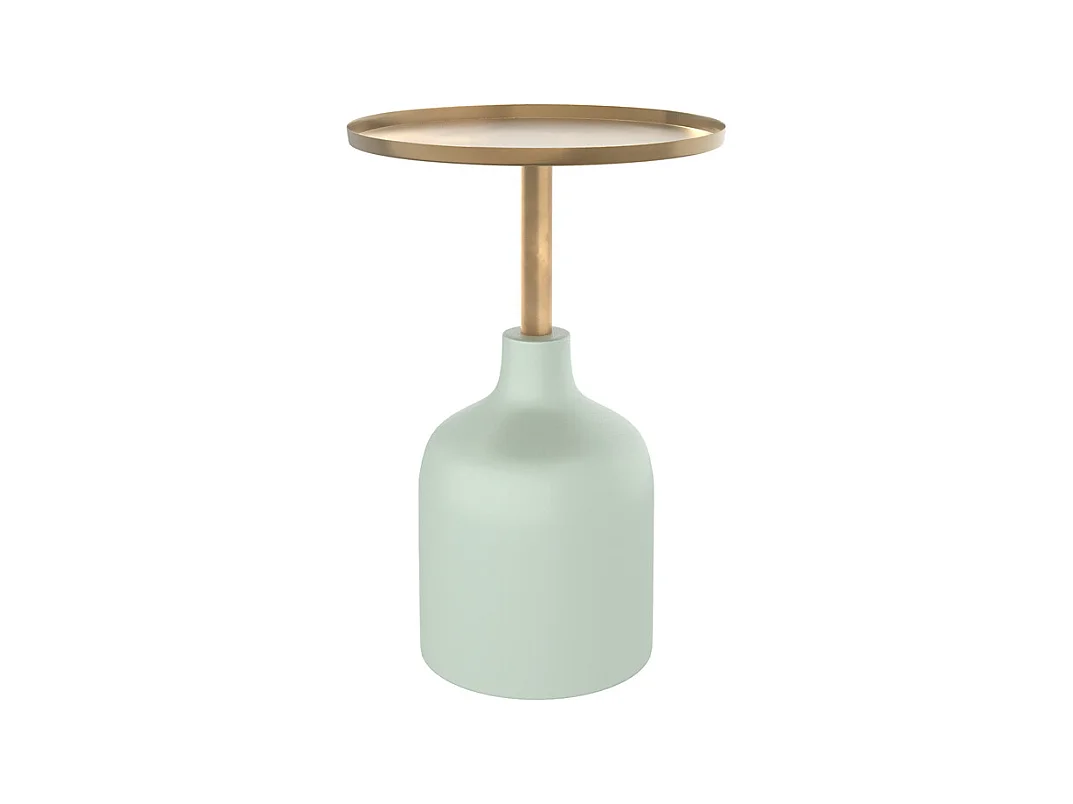 Table d'appoint ronde en métal  vert d'eau et laiton D40 cm - Lyne