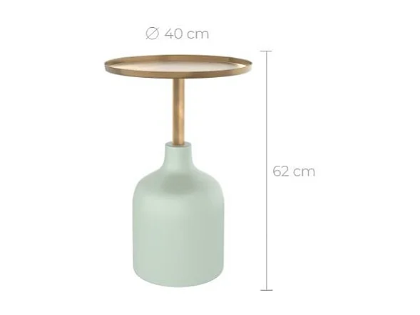 Table d'appoint ronde en métal  vert d'eau et laiton D40 cm - Lyne