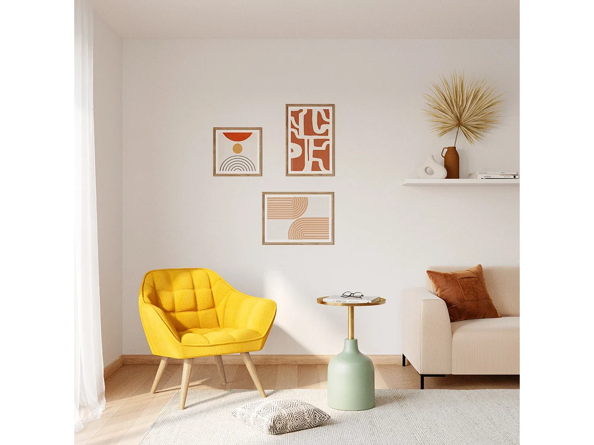 Table d'appoint ronde en métal  vert d'eau et laiton D40 cm - Lyne