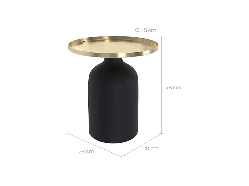 Table d'appoint ronde en métal noir et laiton D45 cm - Lyne