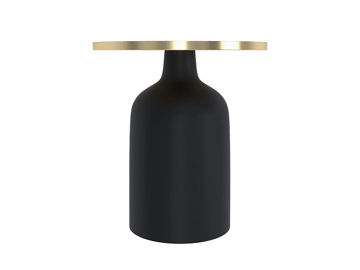 Table d'appoint ronde en métal noir et laiton D45 cm - Lyne