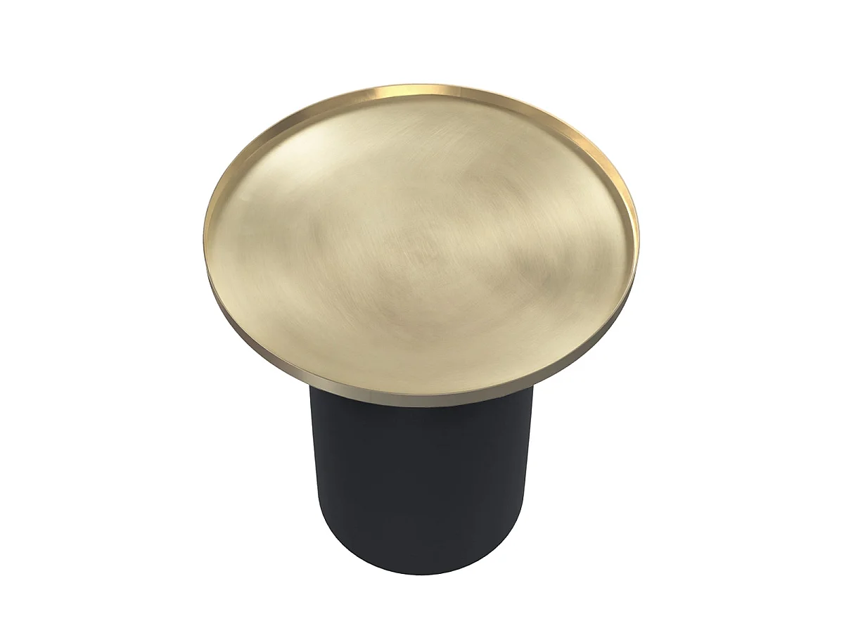 Table d'appoint ronde en métal noir et laiton D45 cm - Lyne