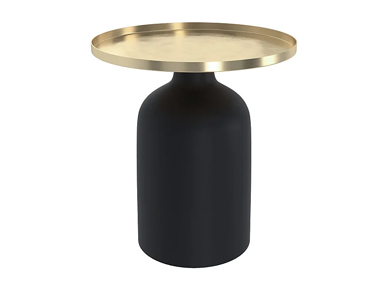 Mesa auxiliar redonda de metal negro y latón - Lyne