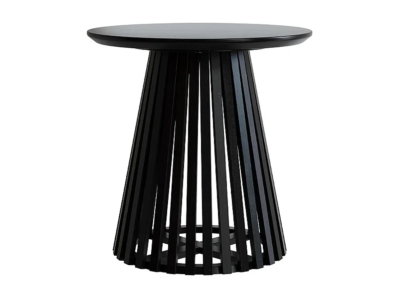 Mesa auxiliar redonda negra de madera de acacia D50 cm - Képès