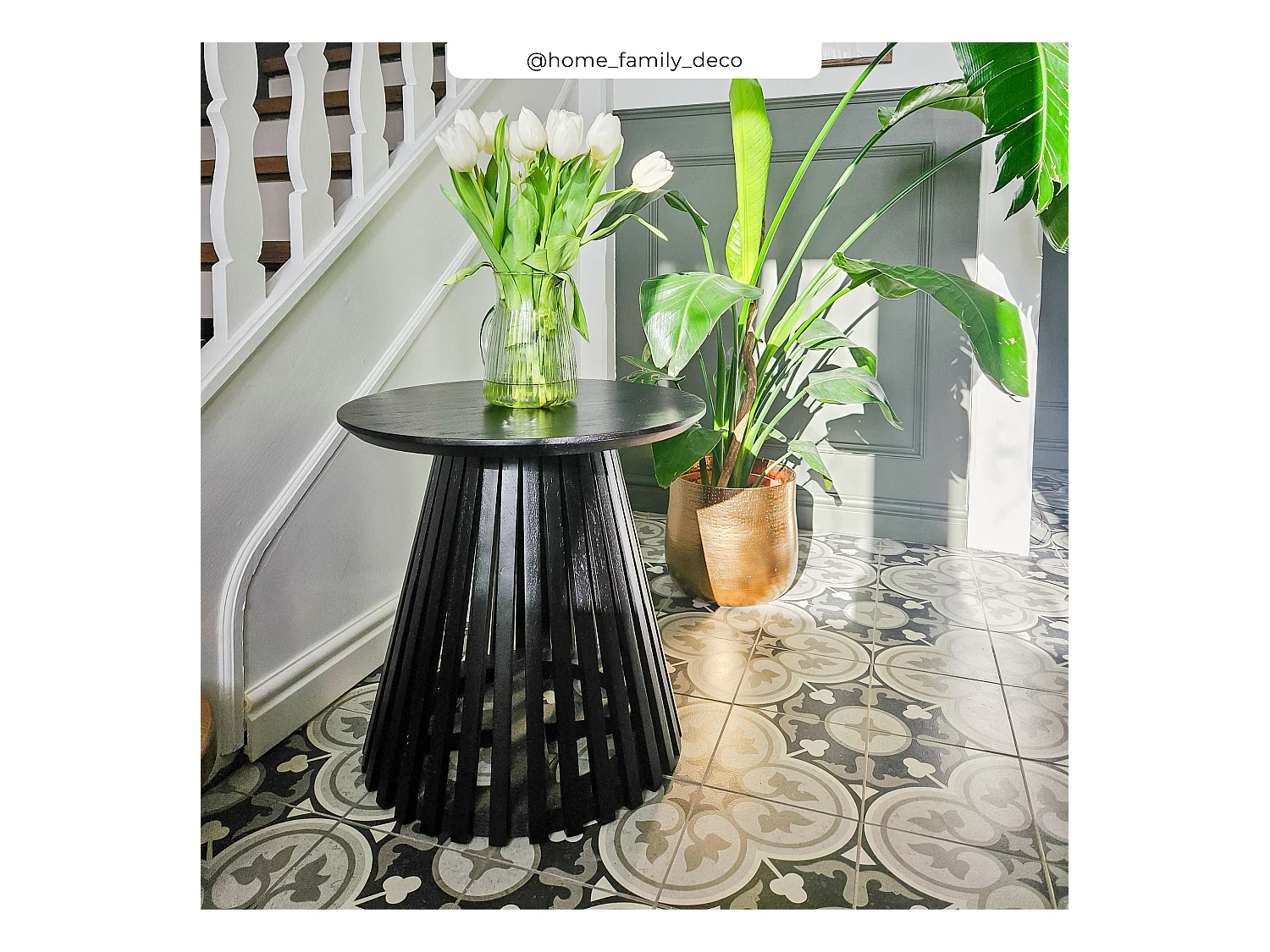 Table d'appoint ronde noire en bois d'acacia D50 cm - Képès