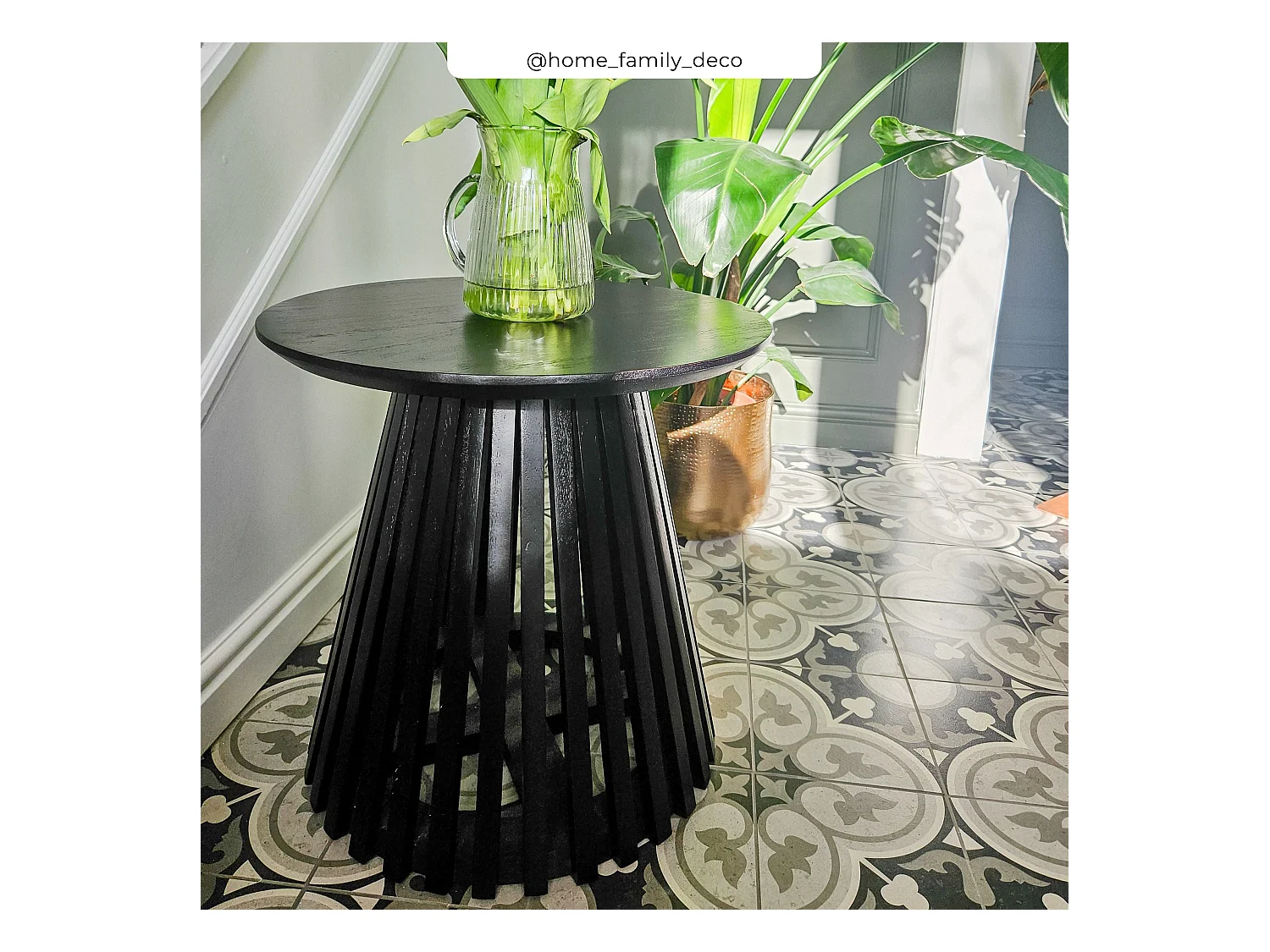 Table d'appoint ronde noire en bois d'acacia D50 cm - Képès