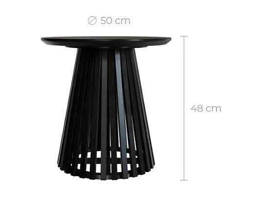 Table d'appoint ronde noire en bois d'acacia D50 cm - Képès