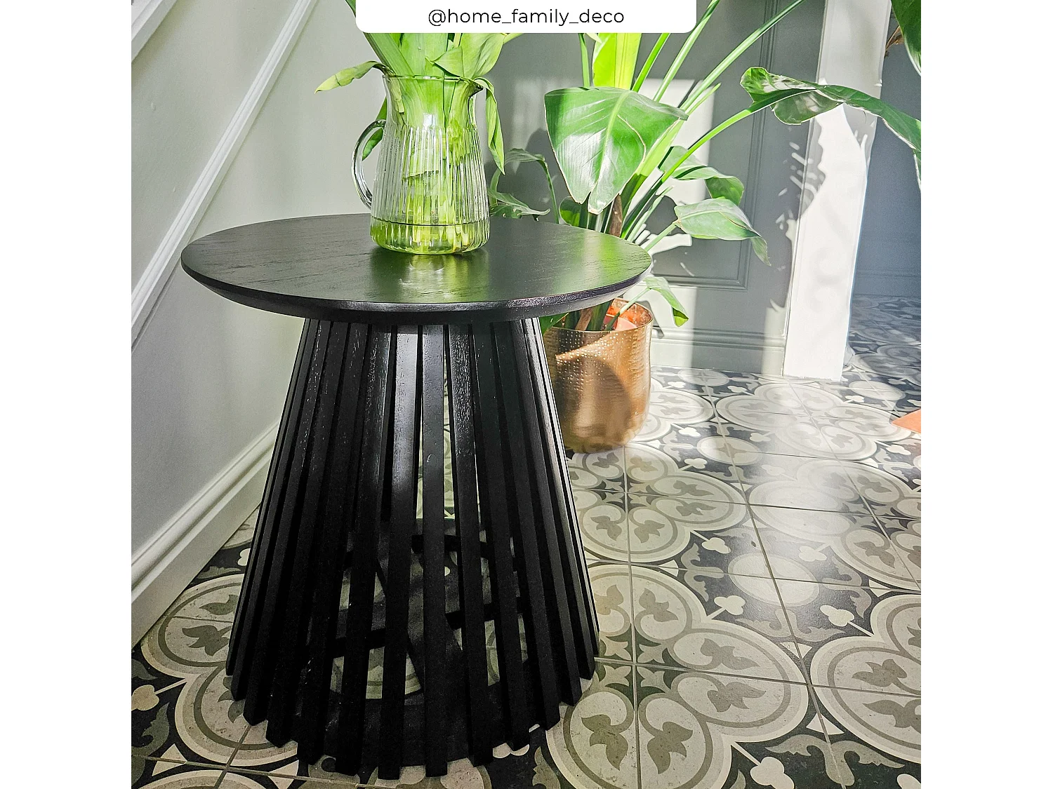 Table d'appoint ronde noire en bois d'acacia D50 cm - Képès