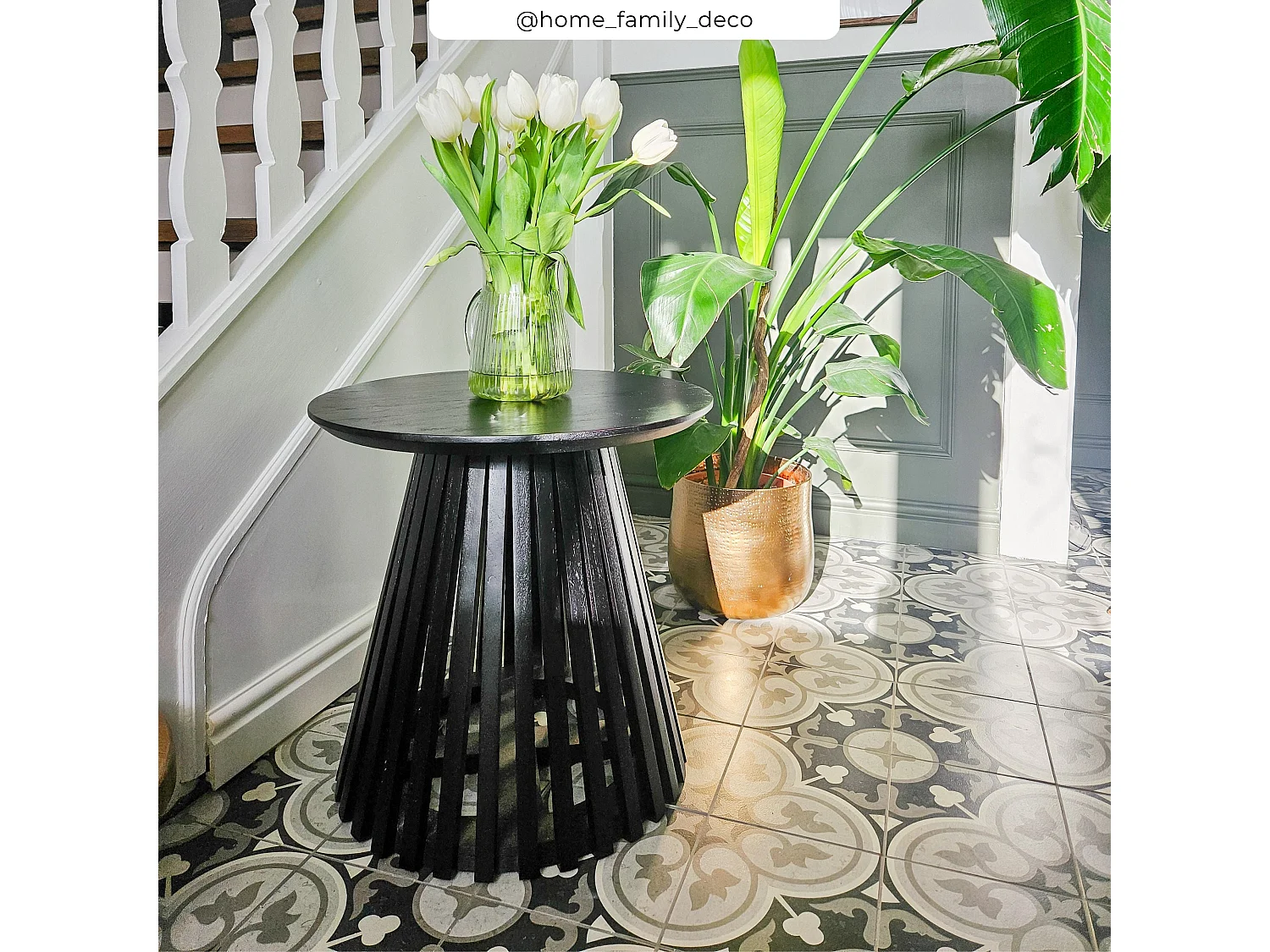 Tavolino rotondo nero in legno di acacia D50 cm - Képès