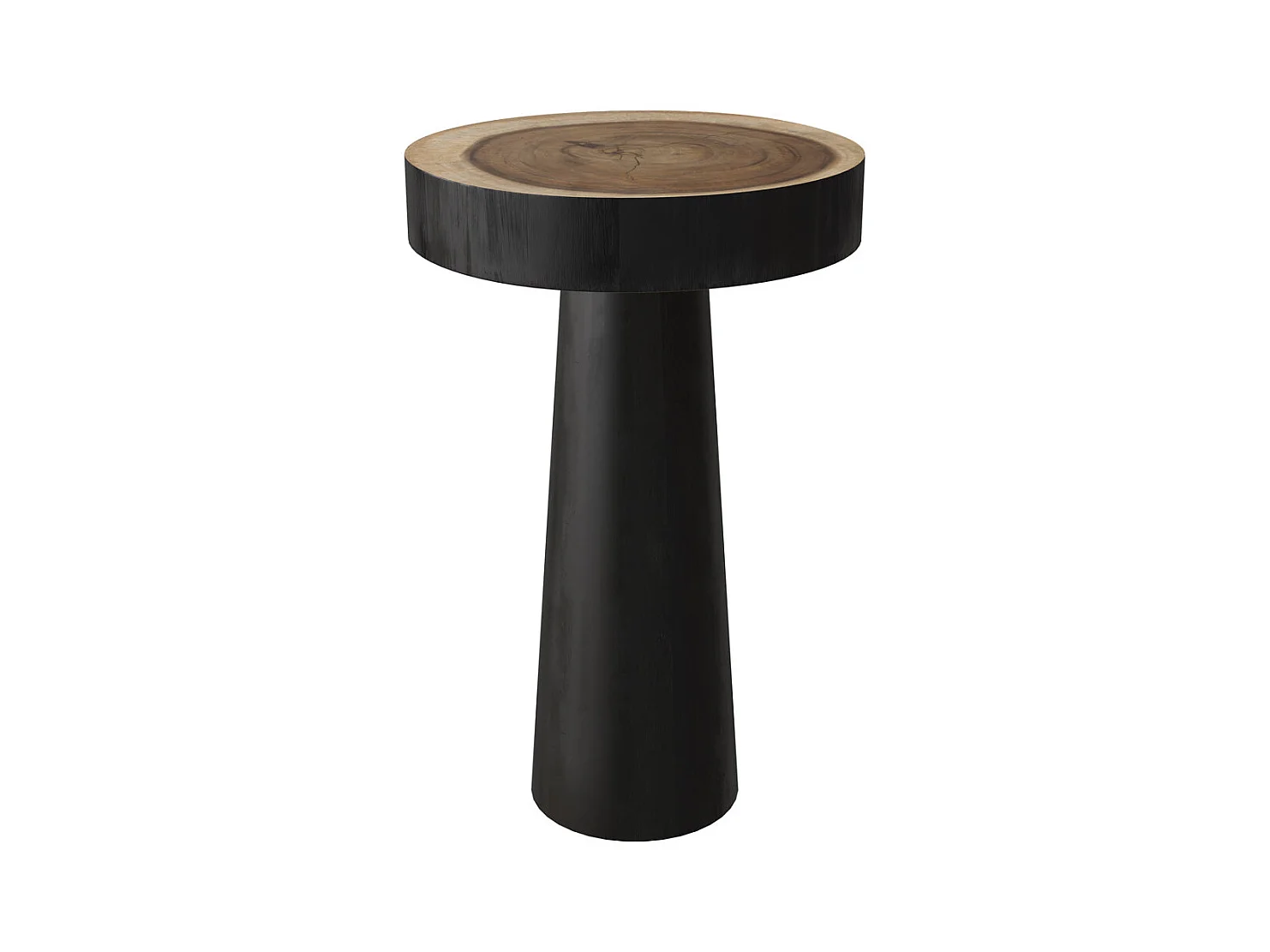 Table d'appoint ronde noire en bois de suar D35 cm - Janah