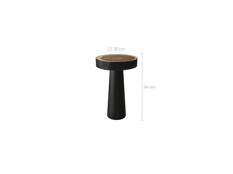 Table d'appoint ronde noire en bois de suar D35 cm - Janah