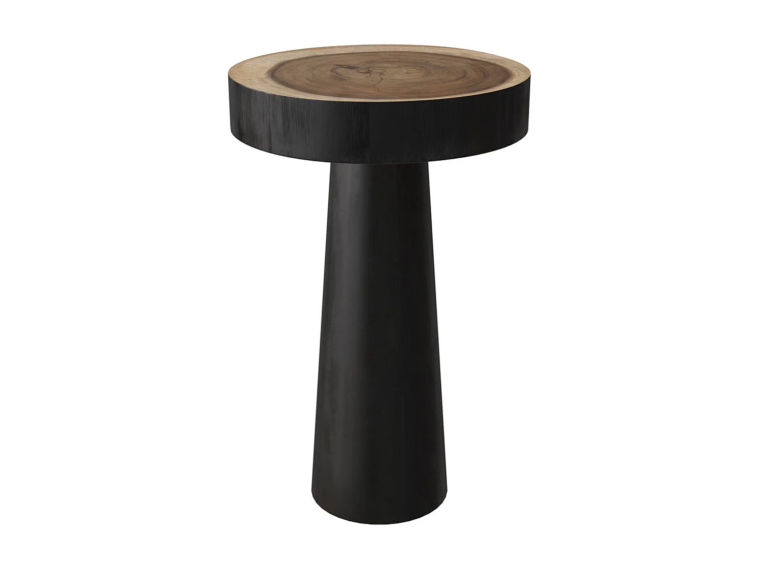 Mesa auxiliar redonda negra en madera de suar D35cm - Janah