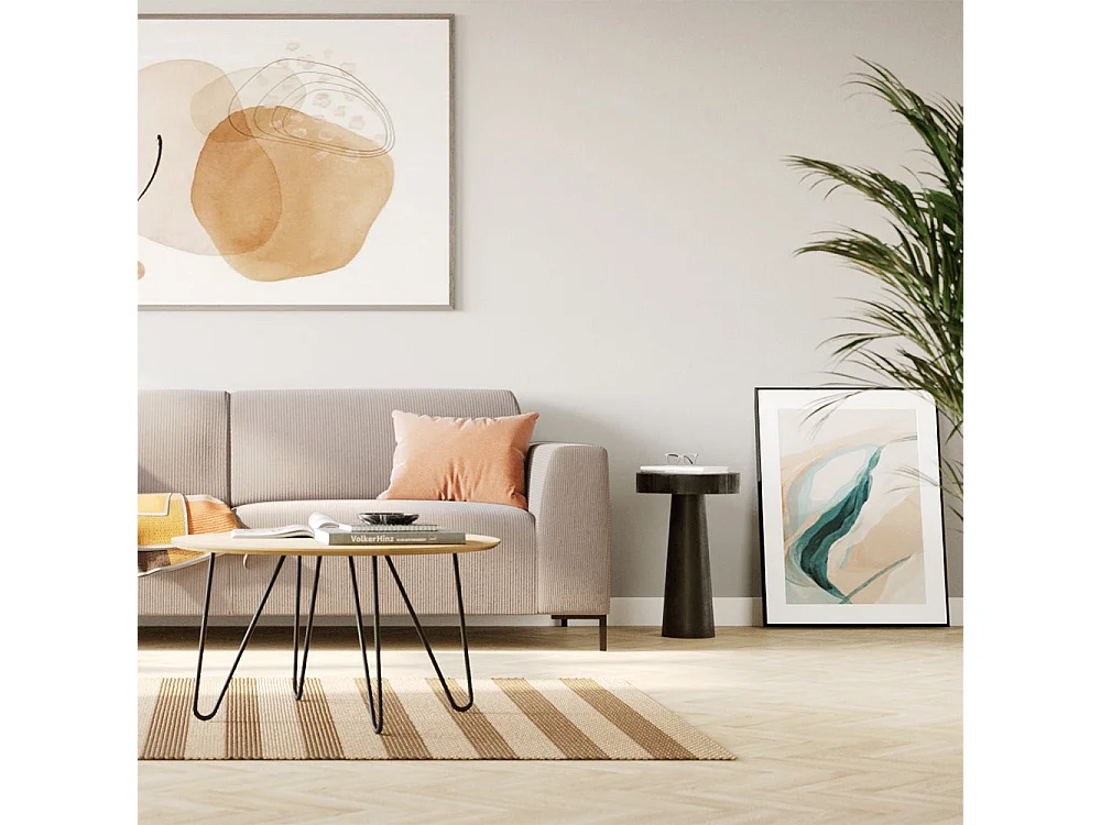 Mesa auxiliar redonda negra en madera de suar D35cm - Janah