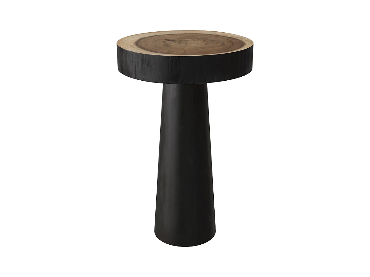 Tavolino rotondo nero in legno di suar D35 cm - Janah