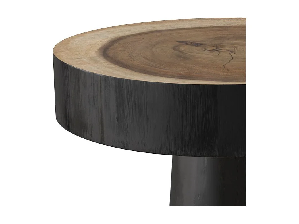 Tavolino rotondo nero in legno di suar D35 cm - Janah