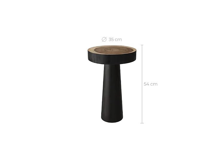 Table d'appoint ronde noire en bois de suar D35 cm - Janah