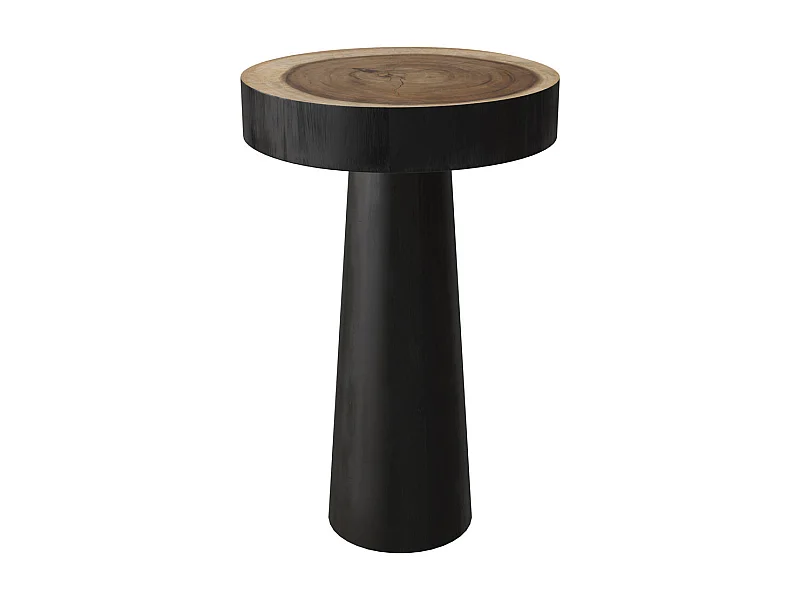 Table d'appoint ronde noire en bois de suar D35 cm - Janah