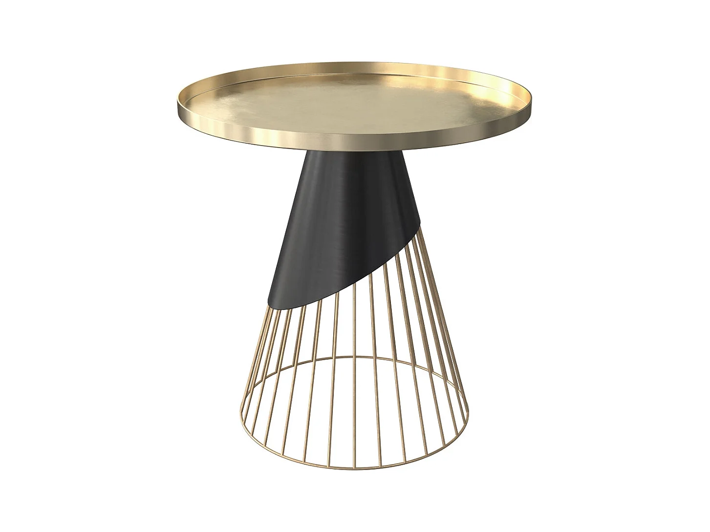 Table d'appoint ronde en métal noir et plateau laiton D45 cm - Corry