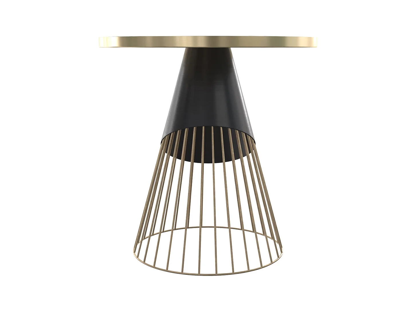 Table d'appoint ronde en métal noir et plateau laiton D45 cm - Corry