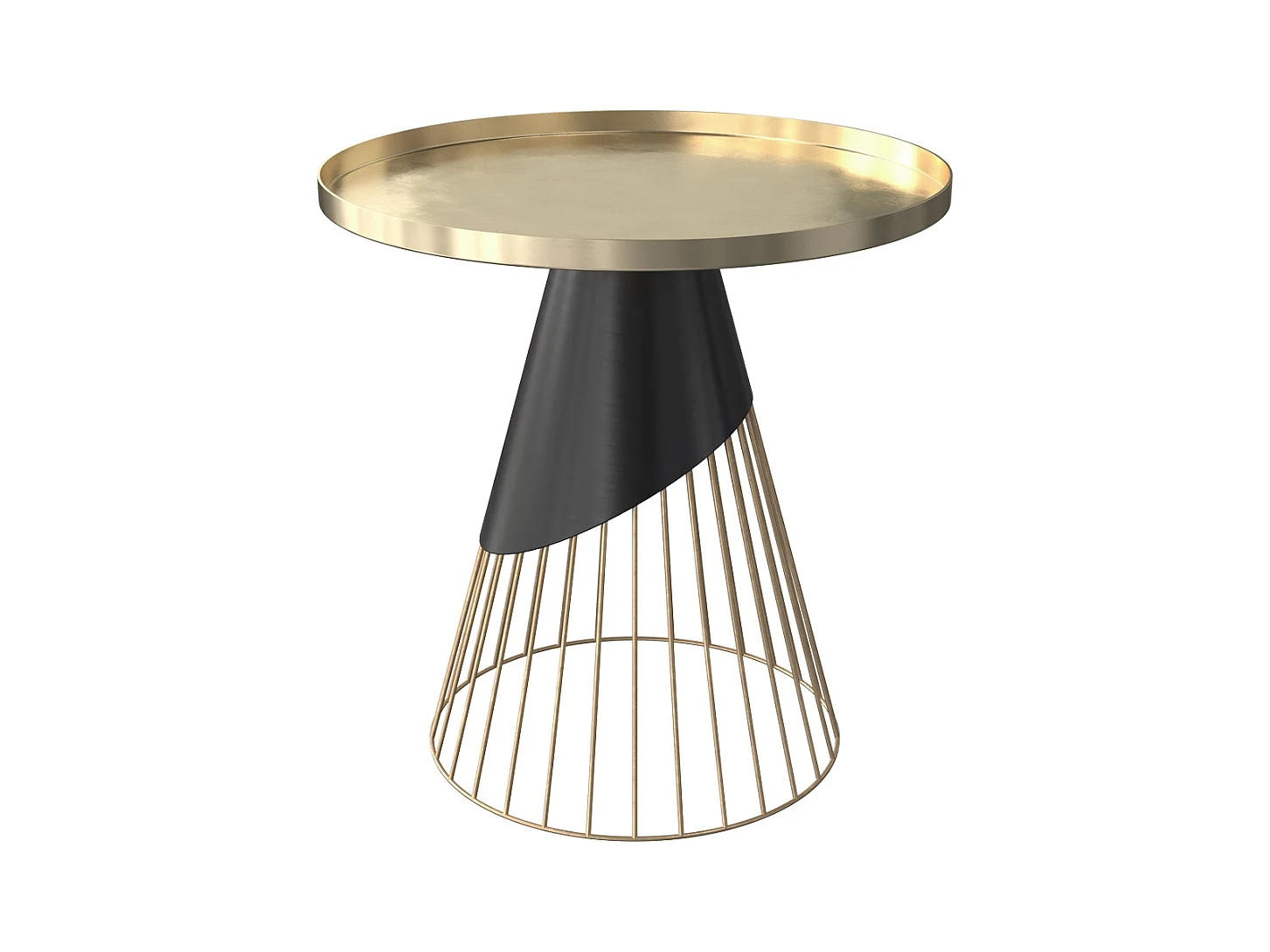 Table d'appoint ronde en métal noir et plateau laiton D45 cm - Corry