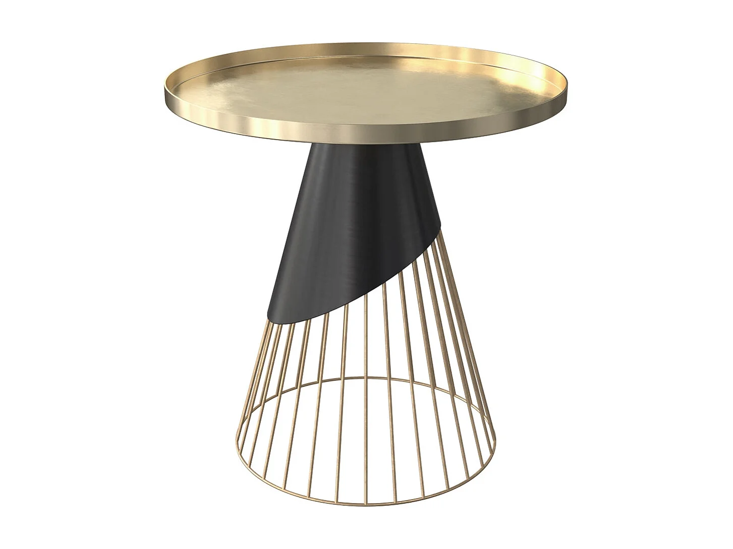 Tavolino rotondo in metallo nero e ottone - Corry