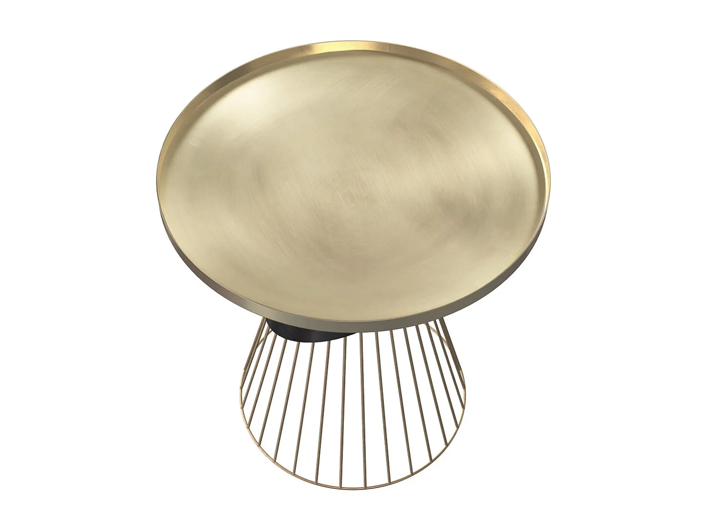 Tavolino rotondo in metallo nero e ottone - Corry