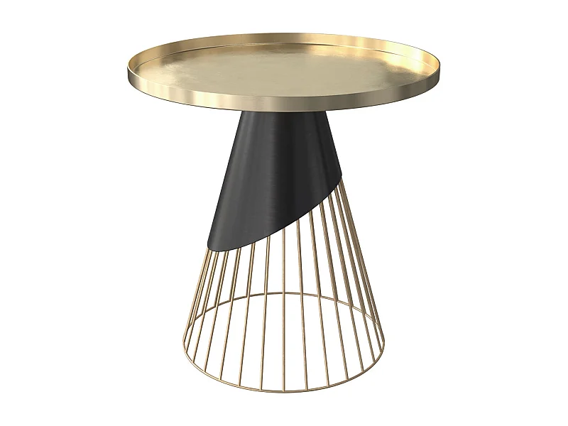 Tavolino rotondo in metallo nero e ottone - Corry