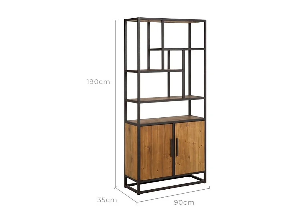 Estantería de madera de cedro reciclada y metal - Raffi