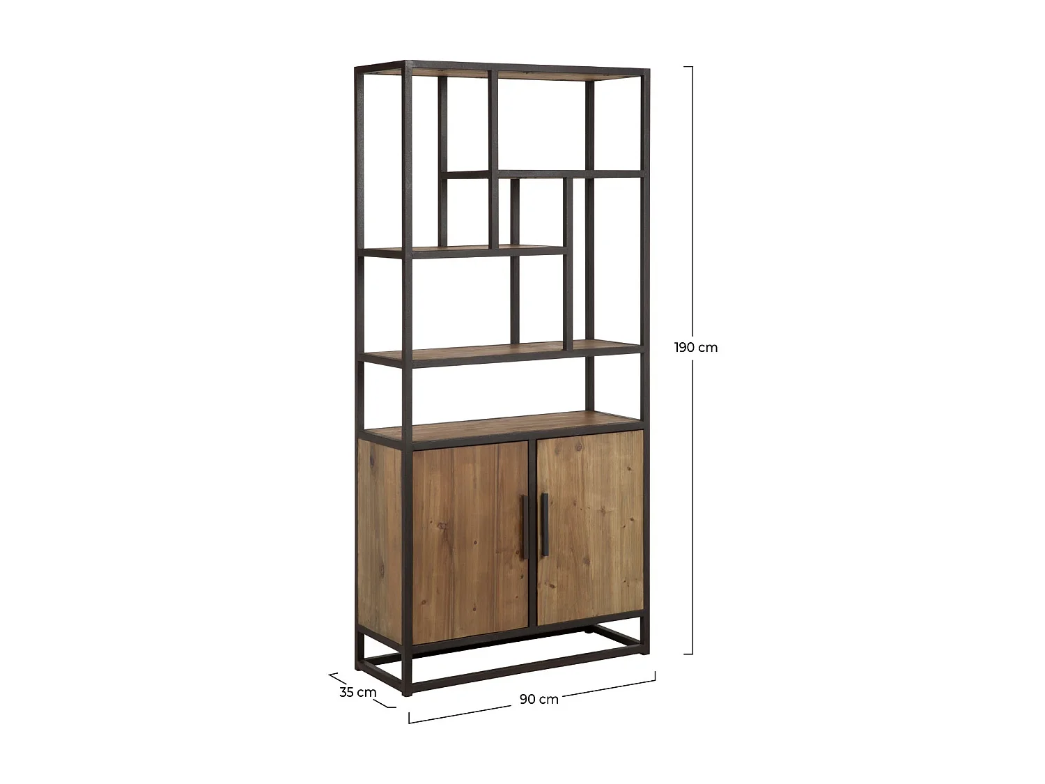 Estantería de madera de cedro reciclada y metal - Raffi