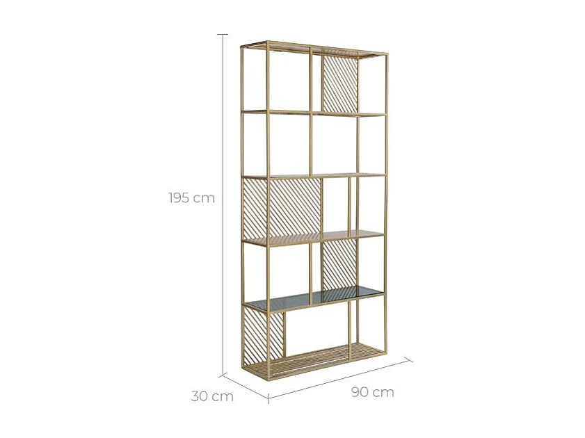 Etagère 5 niveaux en métal et verre - Camus