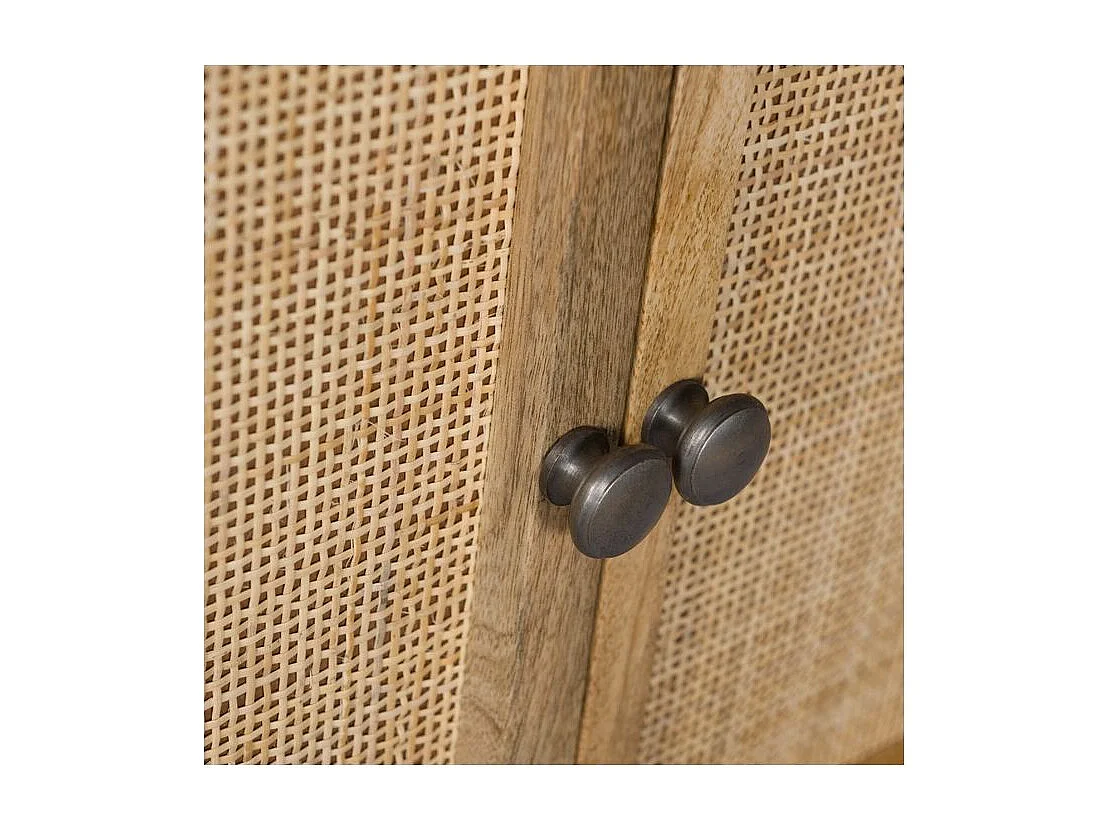 Scaffale a 6 nicchie 2 ante in legno di canna e mango - Cody