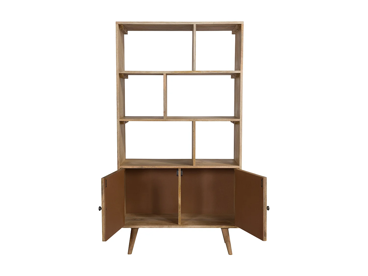 Scaffale a 6 nicchie 2 ante in legno di canna e mango - Cody