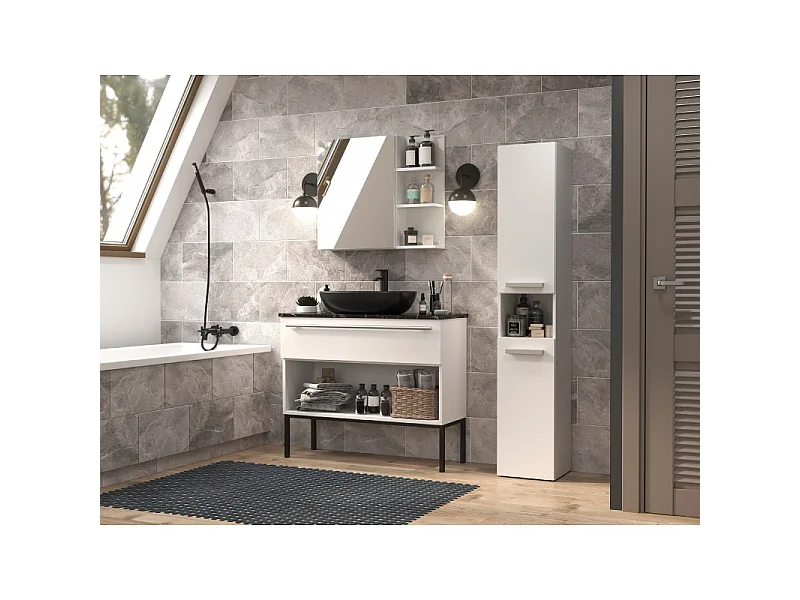 LUANA - Mueble de baño con 2 puertas - Medidas 31x30x174 cm - Columna de almacenaje para baño