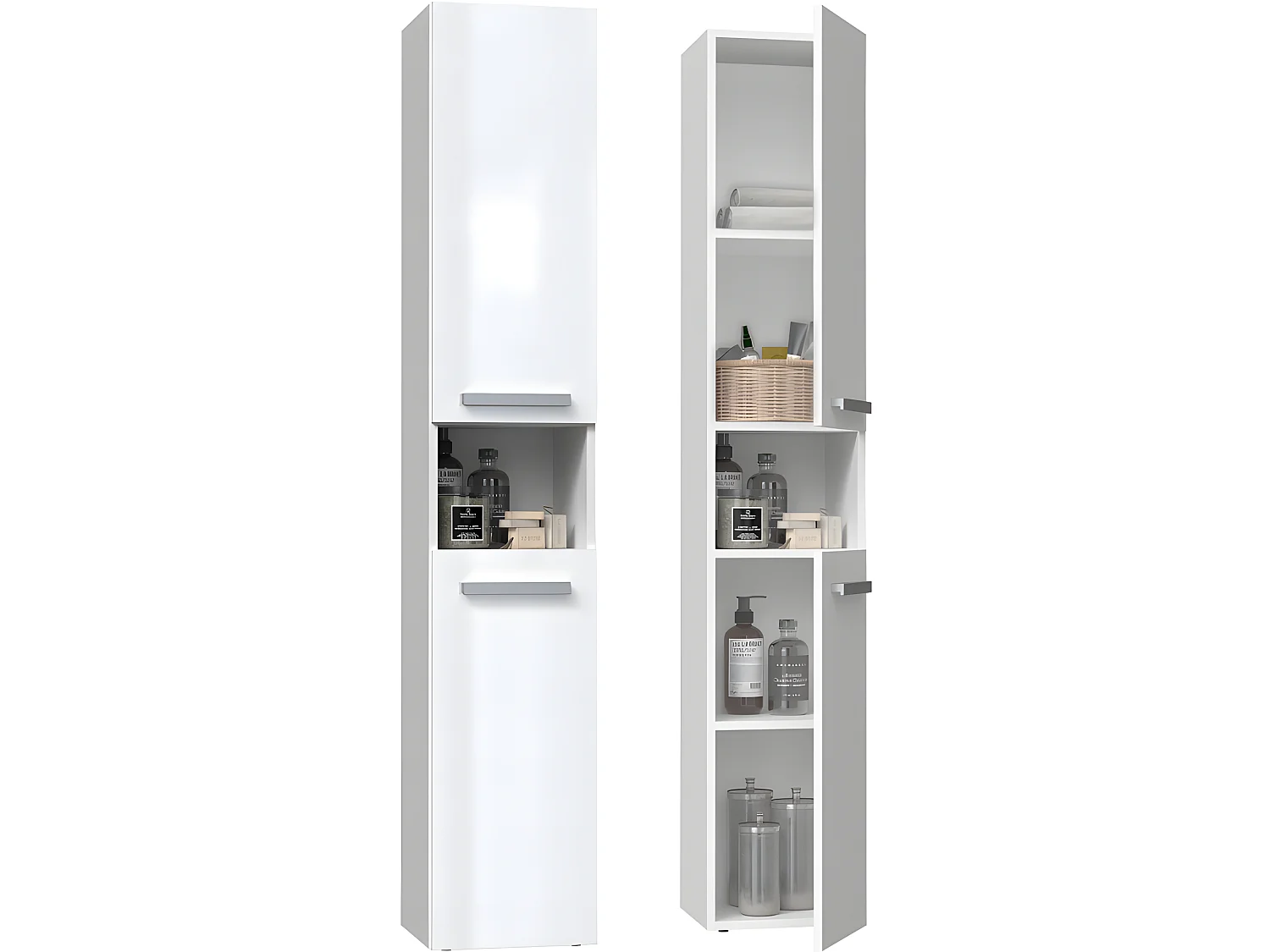 LUANA - Mueble de baño con 2 puertas - 31x30x174cm - Columna de almacenaje para baño