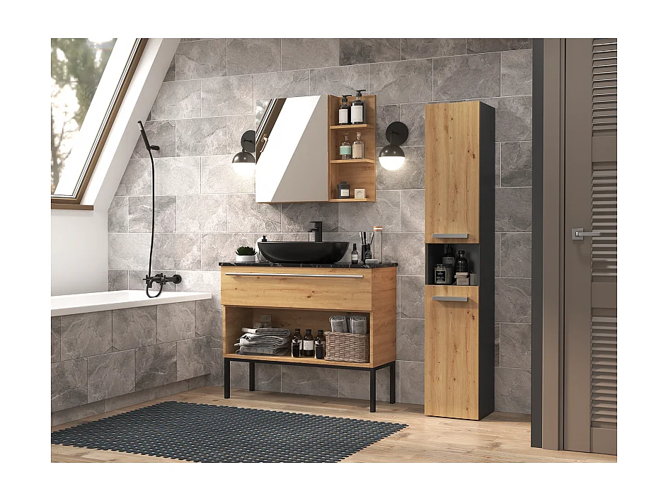 LUANA - Meuble salle de bain 2 portes - 31x30x174 cm - Colonne rangement SDB