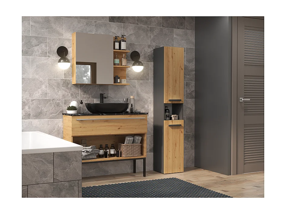 LUANA - Meuble salle de bain 2 portes - 31x30x174 cm - Colonne rangement SDB