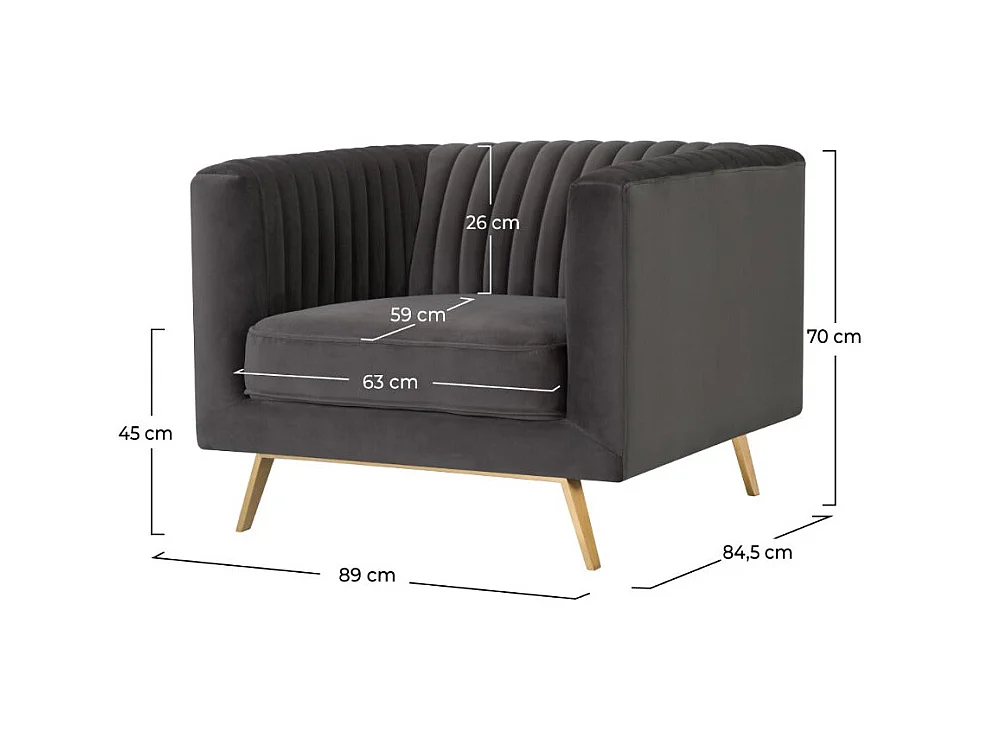 Sillón en terciopelo gris - Gatsby