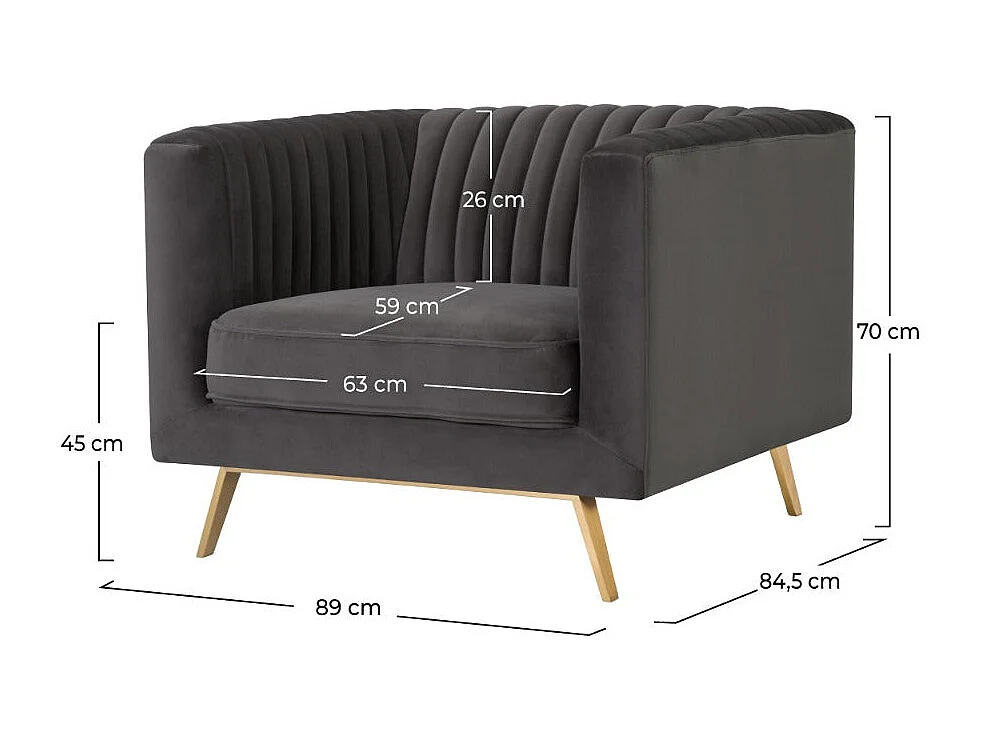 Fauteuil en velours gris - Gatsby